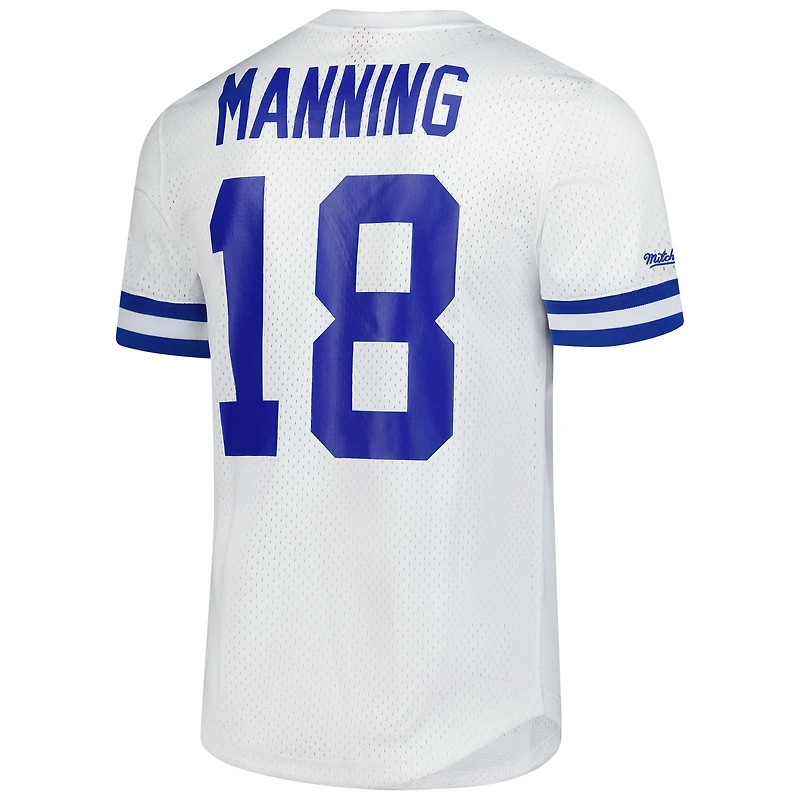 Mitchell & Ness Peyton Manning pour hommes, blanc, Indianapolis Colts, nom et numéro du joueur retraité, haut en maille