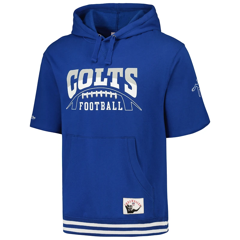 Chandail à capuchon manches courtes d'avant-match Mitchell & Ness Royal Indianapolis Colts pour homme