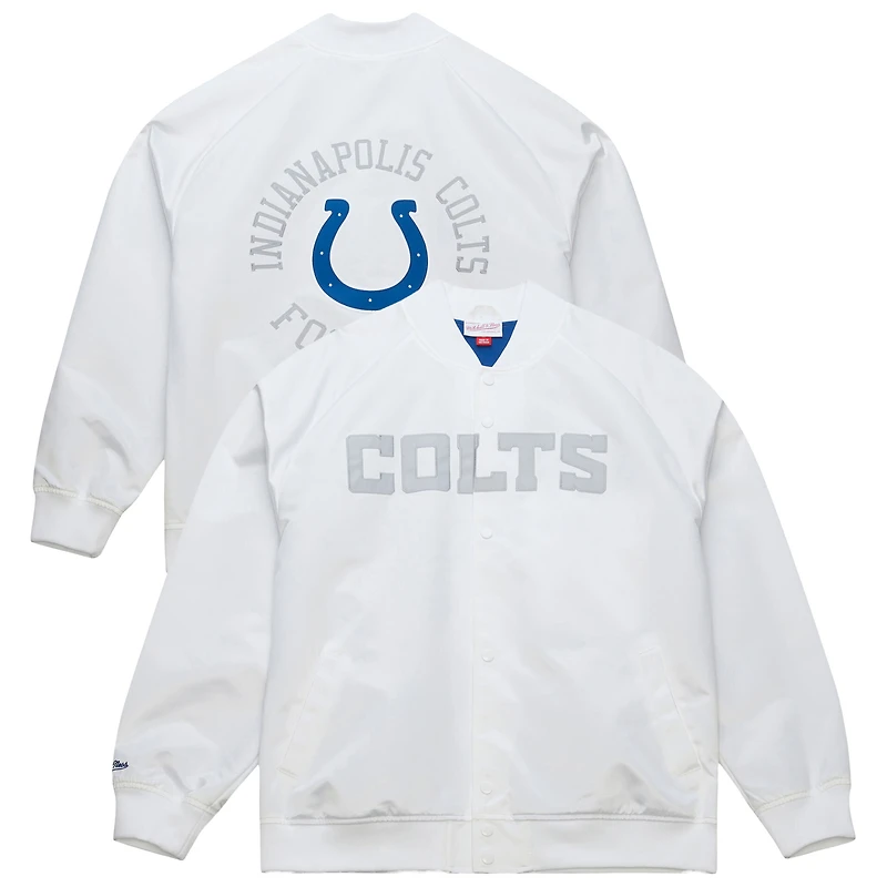 Veste blanche à boutons-pression double embrayage raglan des Indianapolis Colts de Mitchell & Ness pour homme