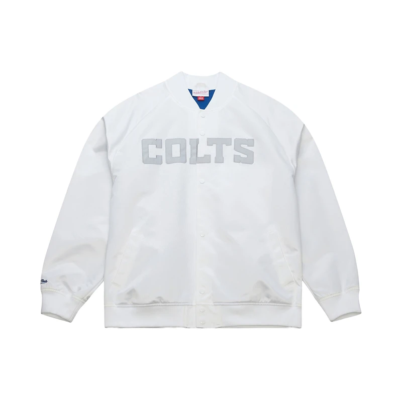 Veste blanche à boutons-pression double embrayage raglan des Indianapolis Colts de Mitchell & Ness pour homme