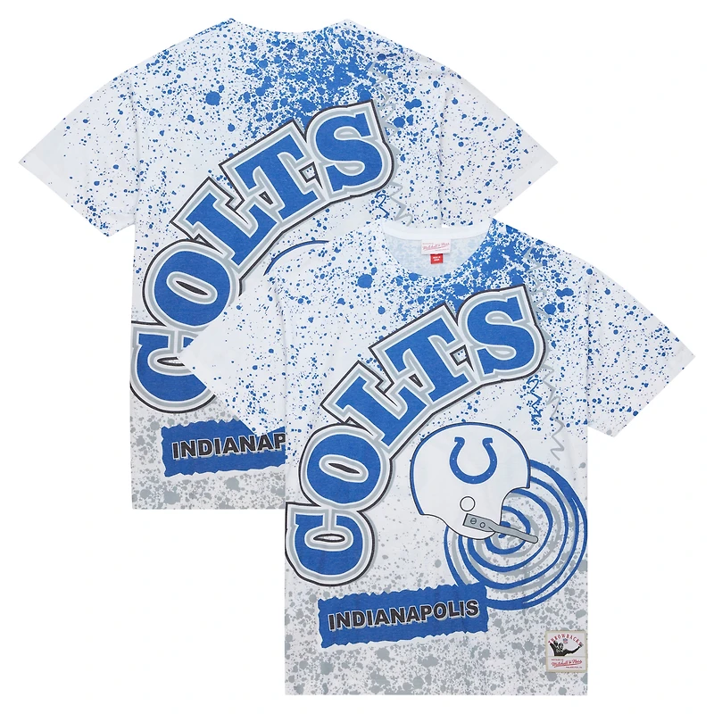Men's Mitchell & Ness White Indianapolis Colts Team Burst Sublimated T-Shirt
