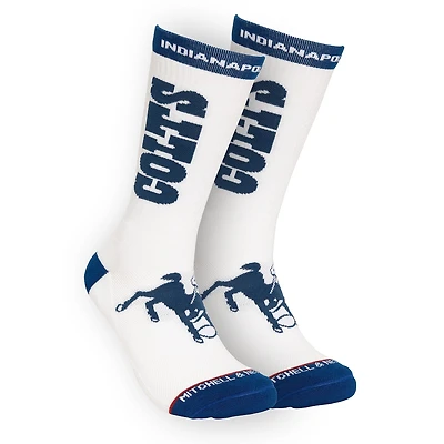 Men's Mitchell & Ness White Indianapolis Colts Throwback Kick Off Crew Socks