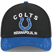 Men's New Era Black/Royal Indianapolis Colts 2025 NFL Draft 9FORTY A-Frame M-Crown Adjustable Hat