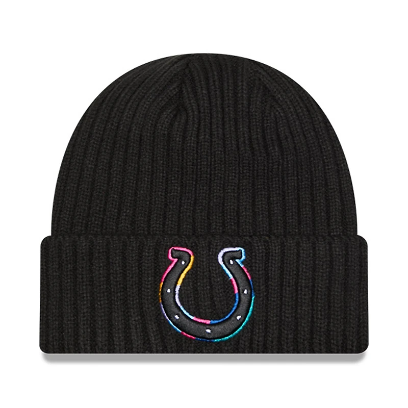 Bonnet en tricot à revers Indianapolis Colts NFL Crucial Catch 2024 New Era noir pour homme