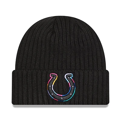 Bonnet en tricot à revers Indianapolis Colts NFL Crucial Catch 2024 New Era noir pour homme