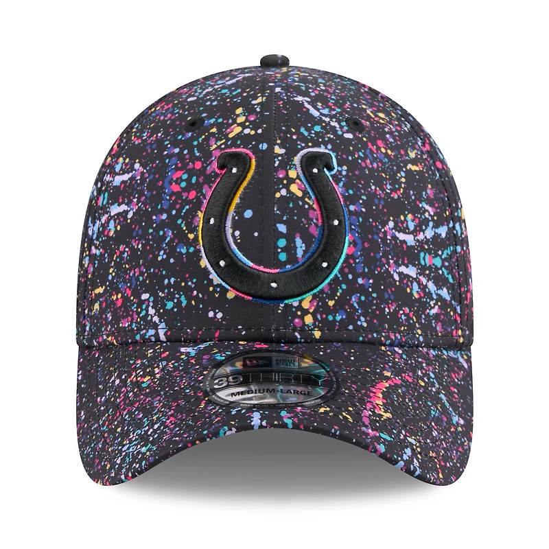 Casquette New Era noire Indianapolis Colts 2025 NFL Crucial Catch 39THIRTY Flex pour homme