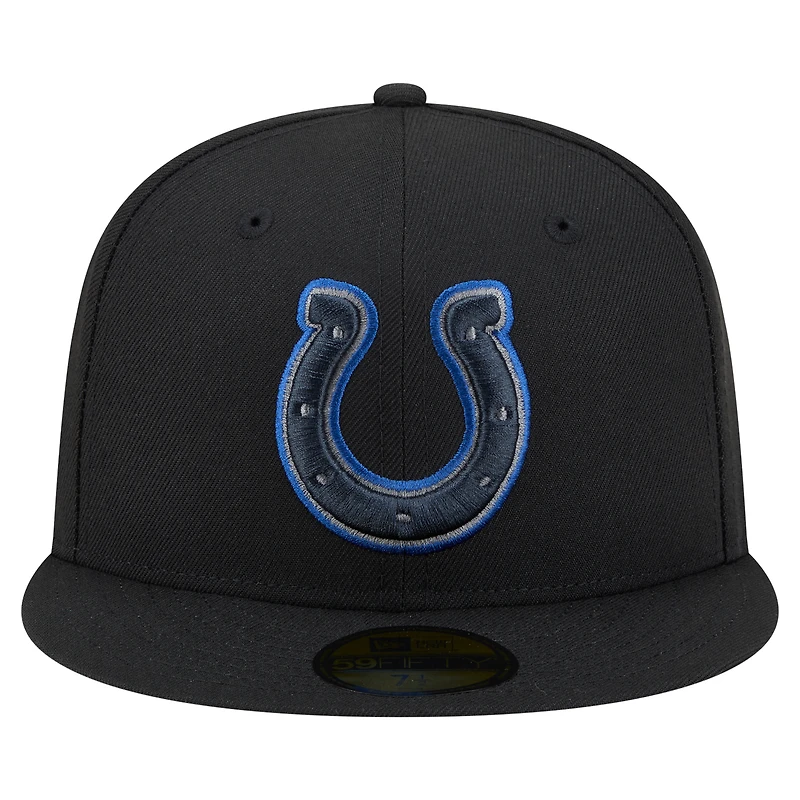 Men's New Era Black Indianapolis Colts Color Pop 59FIFTY Fitted Hat
