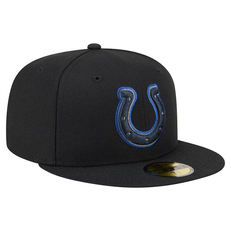 Men's New Era Black Indianapolis Colts Color Pop 59FIFTY Fitted Hat