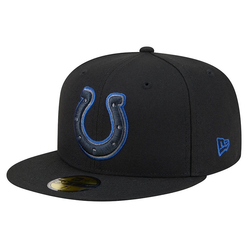 Men's New Era Black Indianapolis Colts Color Pop 59FIFTY Fitted Hat