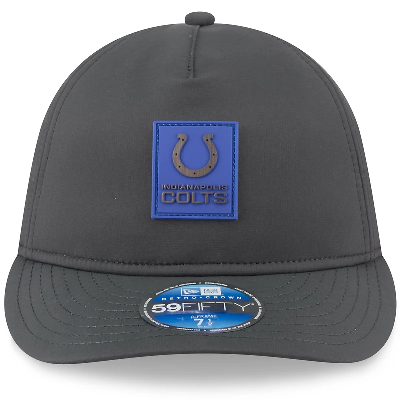 Men's New Era Charcoal Indianapolis Colts 2025 Sideline Cold Weather Retro Crown 59FIFTY Fitted Hat