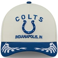 Casquette ajustable New Era 9FORTY A-Frame M-Crown pour homme, couleur crème/bleu royal, Indianapolis Colts, draft NFL 2025