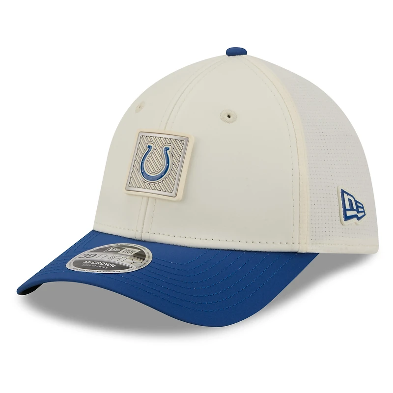 Men's New Era Cream/Royal Indianapolis Colts 2026 NFL Training Camp 39THIRTY Flex Hat