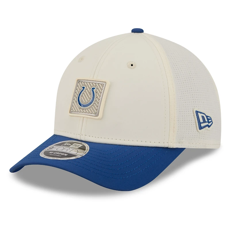 Men's New Era Cream/Royal Indianapolis Colts 2026 NFL Training Camp 9FORTY Adjustable Hat