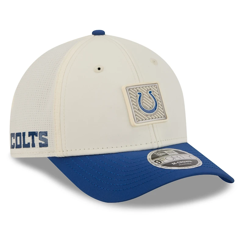 Men's New Era Cream/Royal Indianapolis Colts 2026 NFL Training Camp 9FORTY Adjustable Hat