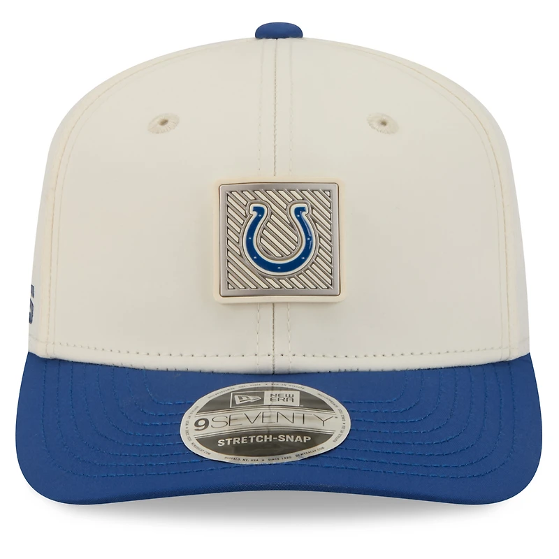 Men's New Era Cream/Royal Indianapolis Colts 2026 NFL Training Camp 9SEVENTY Adjustable Hat