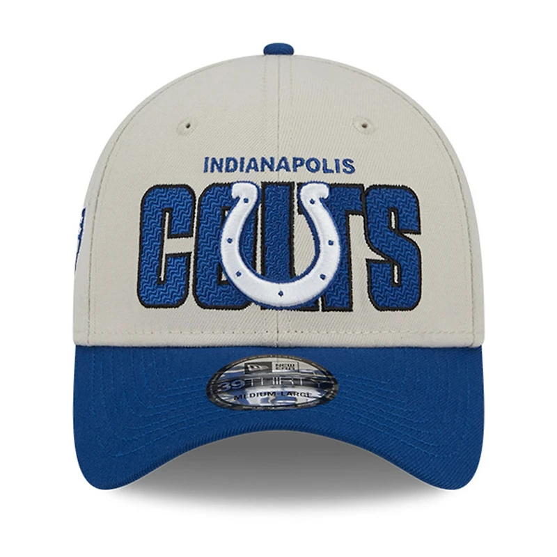 Casquette New Era Flex crème pour homme, Indianapolis Colts, draft NFL 2023, modèle 39THIRTY