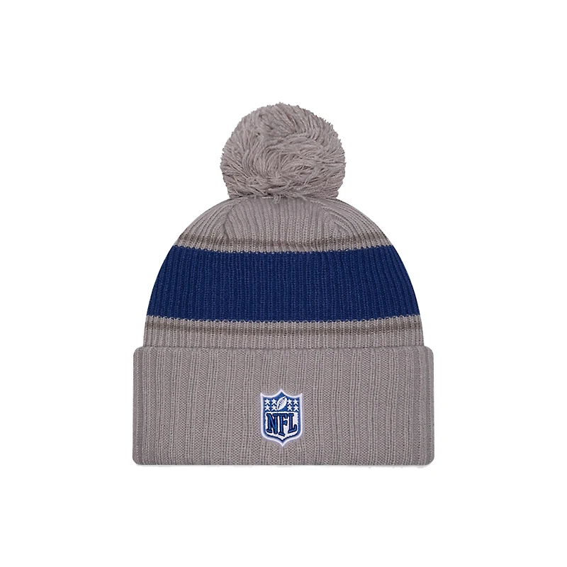 Men's New Era  Gray Indianapolis Colts 2024 Sideline Sport Cuffed Knit Hat with Pom