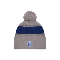 Men's New Era  Gray Indianapolis Colts 2024 Sideline Sport Cuffed Knit Hat with Pom