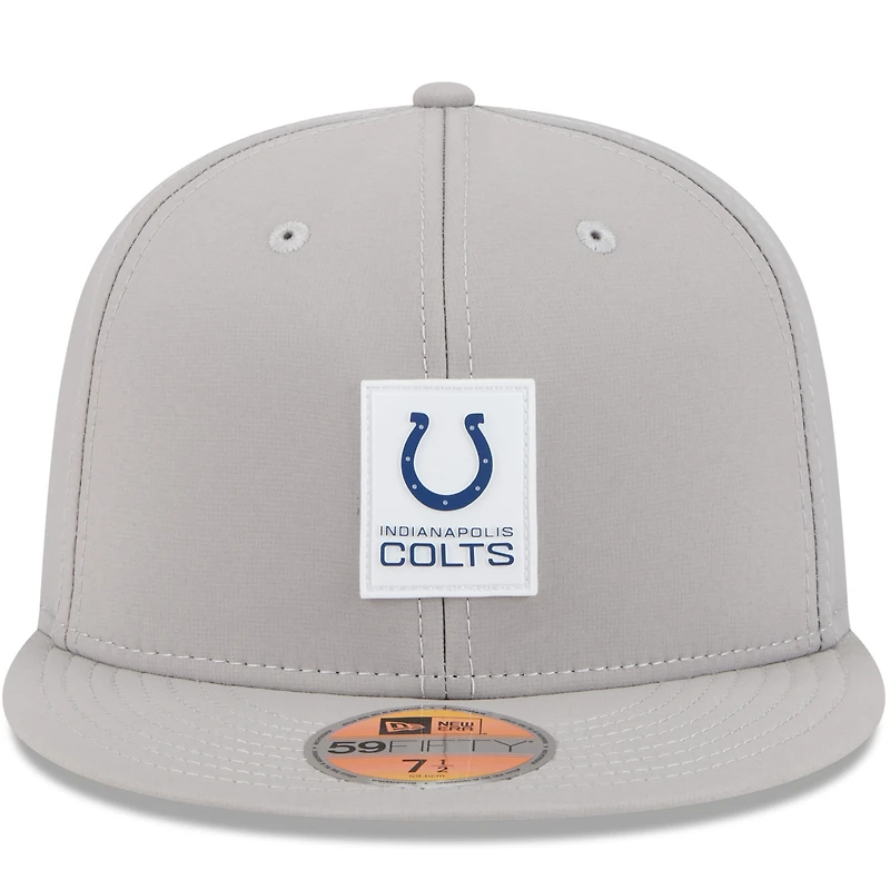 Casquette ajustée New Era grise Indianapolis Colts 2025 Sideline Quill Tech 59FIFTY pour homme