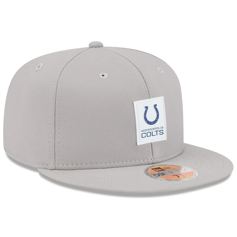 Casquette ajustée New Era grise Indianapolis Colts 2025 Sideline Quill Tech 59FIFTY pour homme