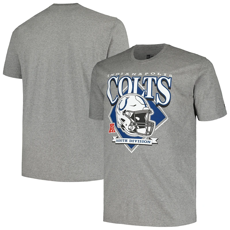 T-shirt gris avec casque Big & Tall des Colts d'Indianapolis New Era pour hommes