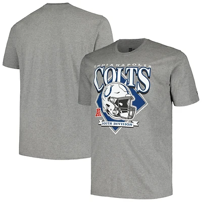 T-shirt gris avec casque Big & Tall des Colts d'Indianapolis New Era pour hommes