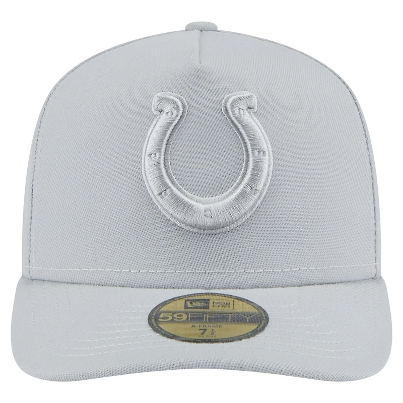 Men's New Era Gray Indianapolis Colts Color Pack A-Frame 59FIFTY Fitted Hat