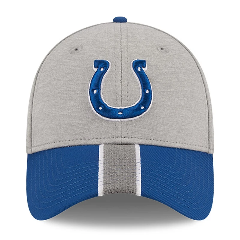 Men's New Era Heather Gray/Royal Indianapolis Colts Striped 39THIRTY Flex Hat