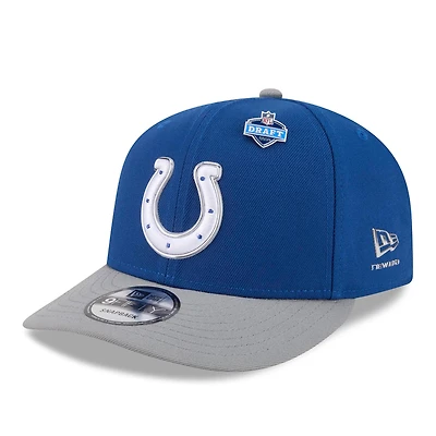 Casquette snapback New Era 9FIFTY pré-courbée pour homme, bleu royal/gris, Indianapolis Colts, Draft NFL 2026 On Stage