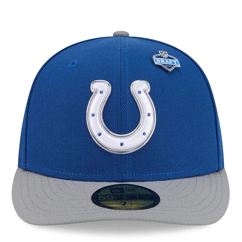 Men's New Era Royal/Gray Indianapolis Colts 2026 NFL Draft Pre-Curved 59FIFTY Fitted Hat