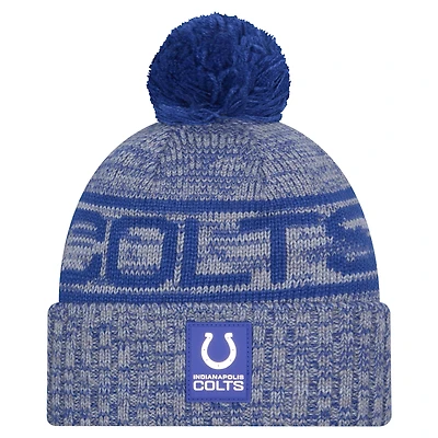 Men's New Era Royal Indianapolis Colts 2025 Sideline Cold Weather Cuffed Knit Hat with Pom