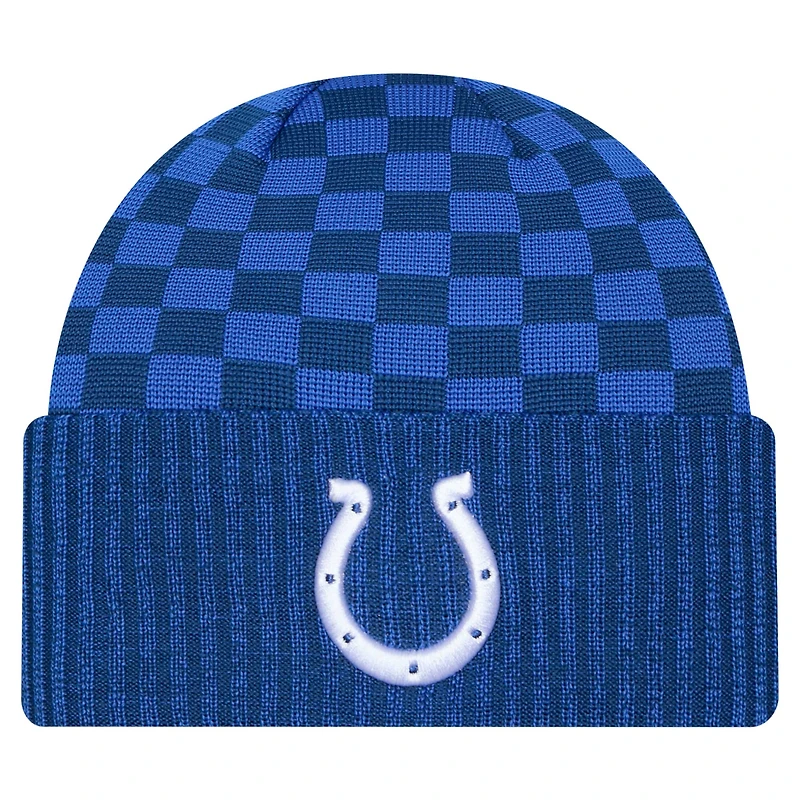 Men's New Era Royal Indianapolis Colts Checkered Cuffed Knit Hat