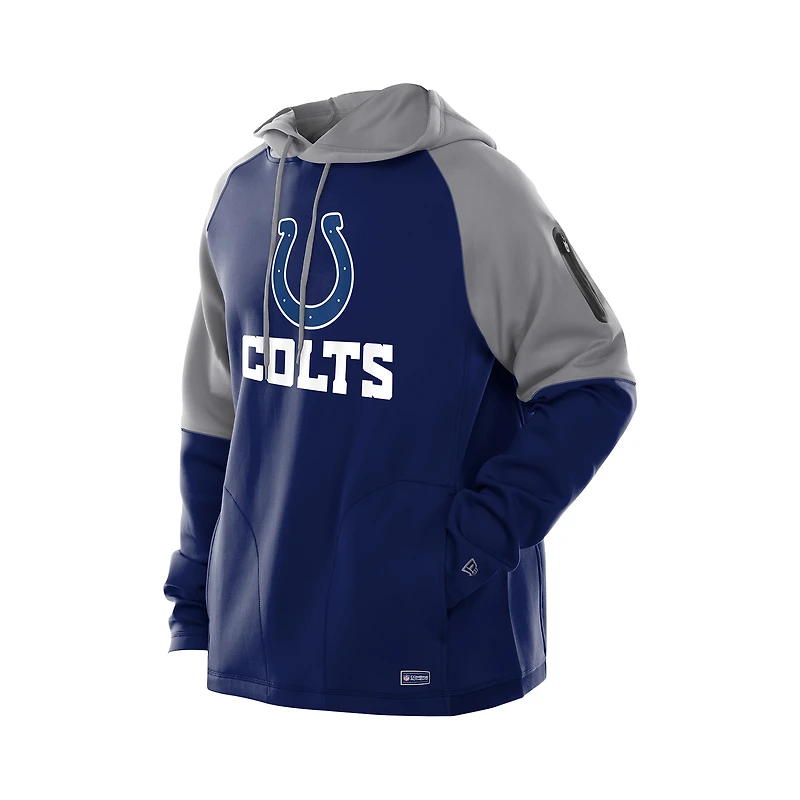 Sweat à capuche raglan blocs de couleurs authentiques New Era Royal Indianapolis Colts Combine pour homme