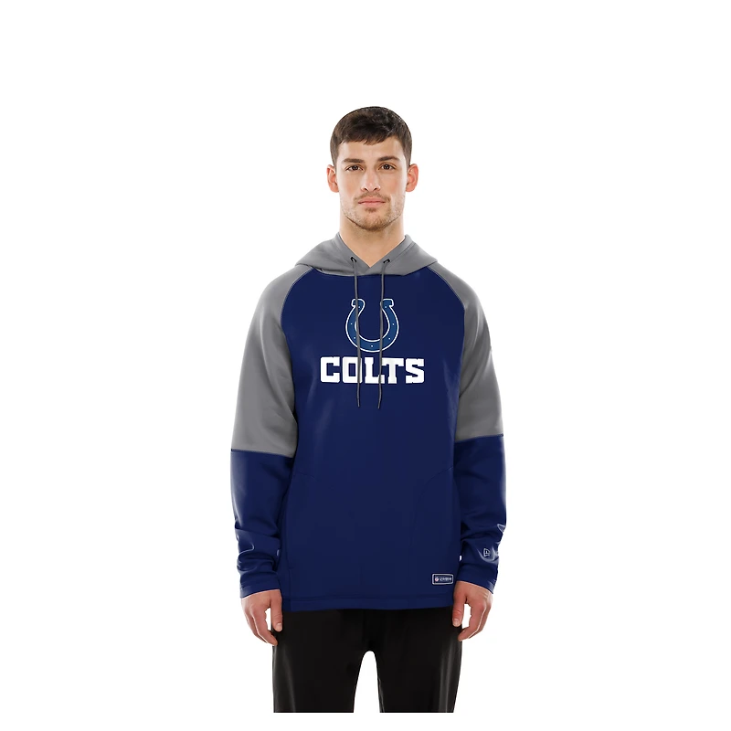 Sweat à capuche raglan blocs de couleurs authentiques New Era Royal Indianapolis Colts Combine pour homme