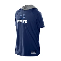 T-shirt à capuche et manches courtes raglan authentique des Colts d'Indianapolis Royal New Era pour homme