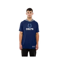 T-shirt à capuche et manches courtes raglan authentique des Colts d'Indianapolis Royal New Era pour homme