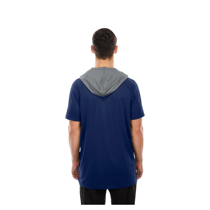 T-shirt à capuche et manches courtes raglan authentique des Colts d'Indianapolis Royal New Era pour homme