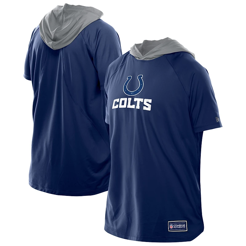 Men's New Era Royal Indianapolis Colts Combine Authentic Hooded Raglan Short-Sleeve T-Shirt