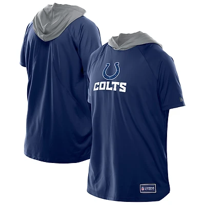 Men's New Era Royal Indianapolis Colts Combine Authentic Hooded Raglan Short-Sleeve T-Shirt
