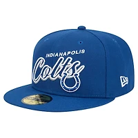 Men's New Era Royal Indianapolis Colts  Script Sided 59FIFTY Fitted Hat