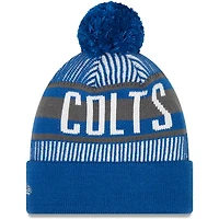 Men's New Era Royal Indianapolis Colts Striped - Cuffed Knit Hat with Pom