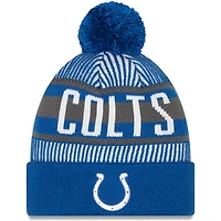 Men's New Era Royal Indianapolis Colts Striped - Cuffed Knit Hat with Pom