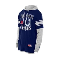 T-shirt à capuche manches longues et superpositions New Era Royal Indianapolis Colts pour homme
