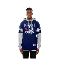 T-shirt à capuche manches longues et superpositions New Era Royal Indianapolis Colts pour homme