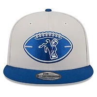 Men's New Era Stone/Royal Indianapolis Colts 2024 Sideline Historic 9FIFTY Snapback Hat