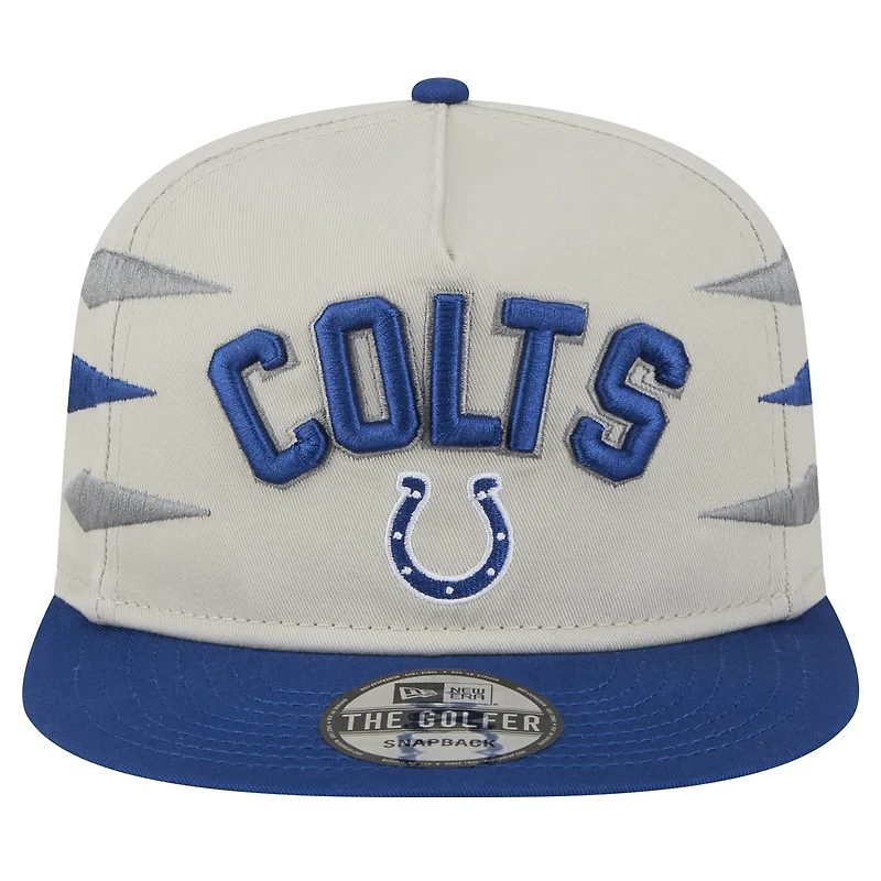 Casquette de golf athlétique à visière snapback Indianapolis Colts Stone/Royal New Era pour homme