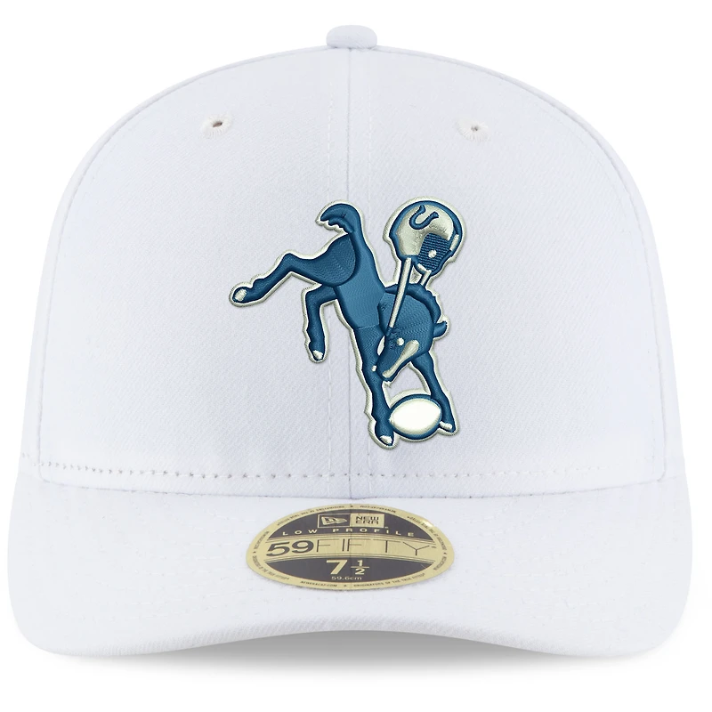 Men's New Era White Indianapolis Colts Omaha Low Profile 59FIFTY Fitted Hat