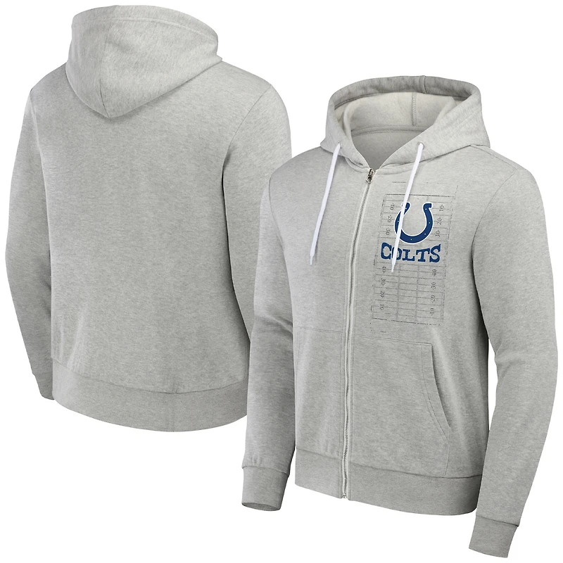 Sweat à capuche zippé pour homme de la collection NFL x Darius Rucker Fanatics, gris chiné, Indianapolis Colts