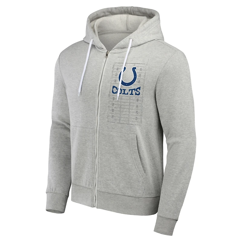 Sweat à capuche zippé pour homme de la collection NFL x Darius Rucker Fanatics, gris chiné, Indianapolis Colts