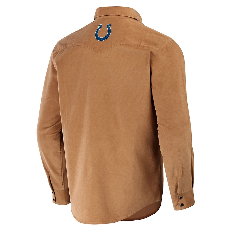 T-shirt à boutons-pression intégral Indianapolis Colts Western pour homme de la collection NFL x Darius Rucker par Fanatics